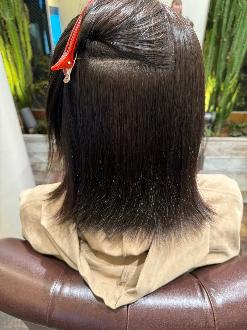 ミディアム ミディアムパーマ 縮毛矯正 ホリグチ ルナのヘアスタイル