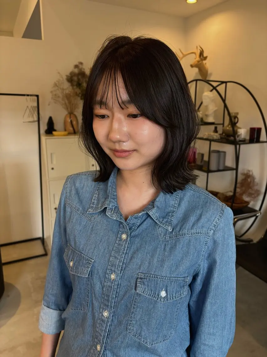 ミディアム カラー グレージュ ボブ 牧野 花夏のヘアスタイル
