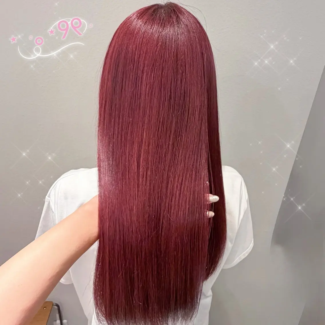 ロング カラー ブリーチ カシス レッドカラー カット ヘアカラー ガーリー /ヘアメ/あつはのヘアスタイル