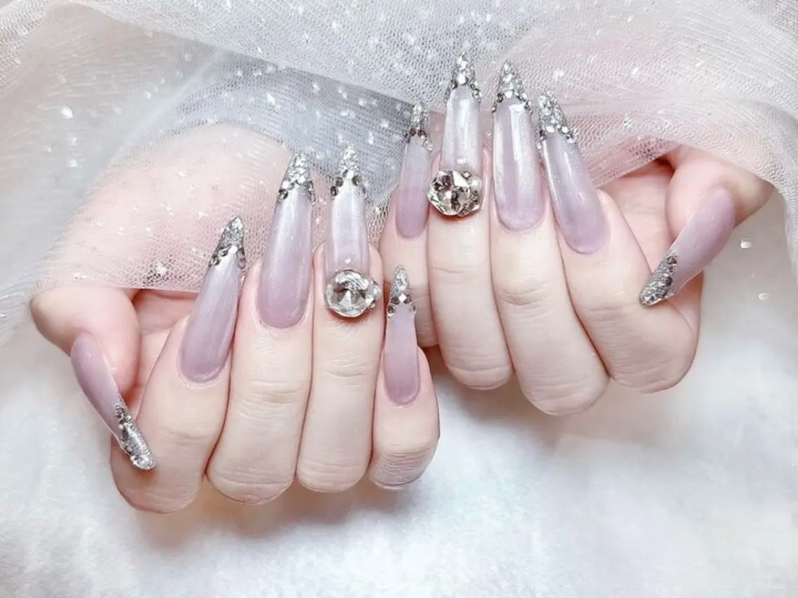 ネイル オーロラネイル ブルー フットネイル ジェルネイル 氷ネイル・うるうるネイル ハンドネイル Rin Nail 新大久保店のネイルデザイン