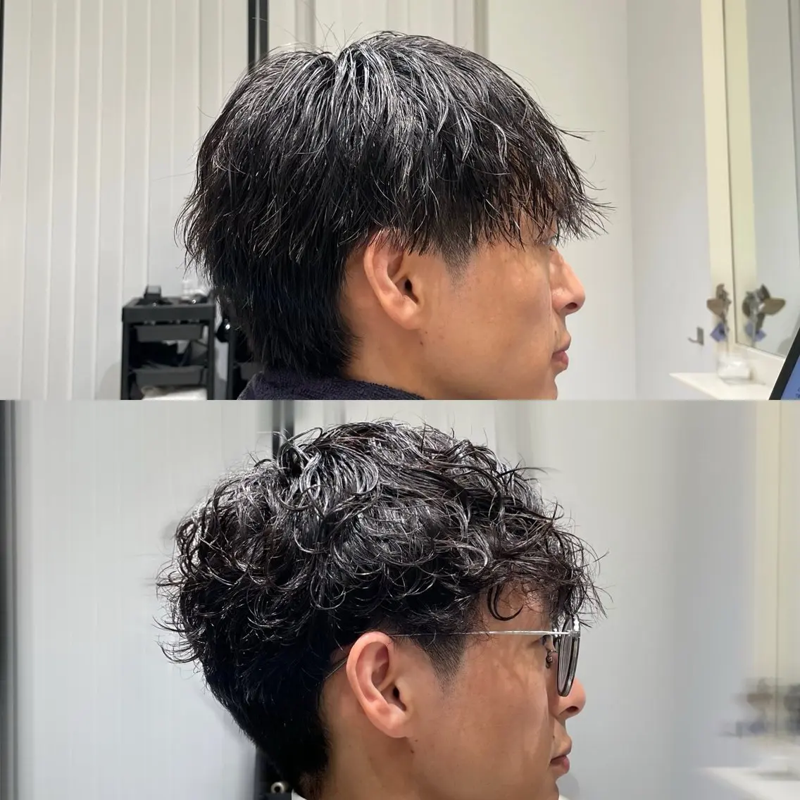 ショート パーマ メンズ ブリ—チ🌈カラ— 🌀パ—マ🌿ちえのヘアスタイル