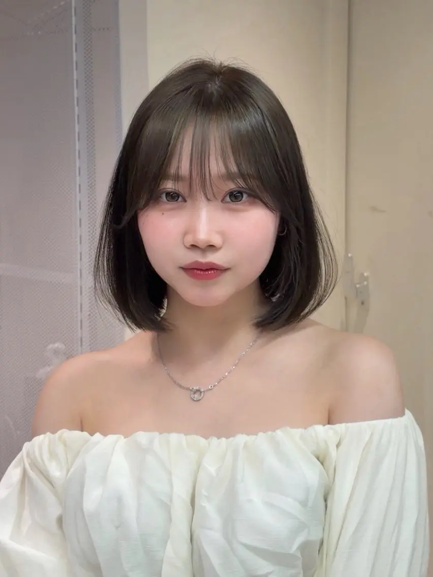 ミディアム カット ヘアカラー トリートメント ヘッドスパ けいし🐬ボブ 美髪縮毛矯正のヘアスタイル