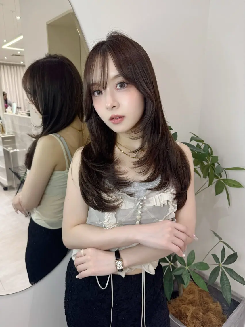 ロング カット ヘアカラー トリートメント レイヤーカット❤︎ 韓国ヘア❤︎YUKAのヘアスタイル
