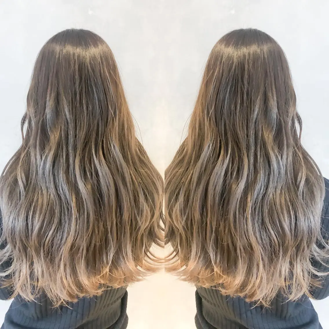 ロング カラー バレイヤージュ ベージュカラー レイヤーカット 長谷川 沙紀のヘアスタイル