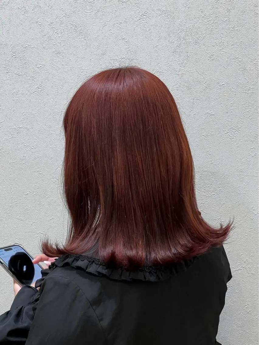 セミロング カラー ベージュカラー ピンクカラー ピンクベージュ カット ヘアカラー トリートメント 山口 玖瑠美のヘアスタイル