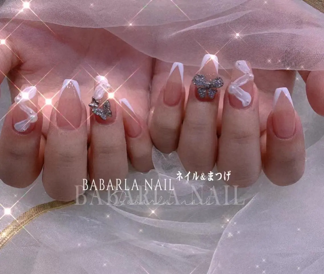 ネイル フレンチネイル リボン Babarla Nailのネイルデザイン