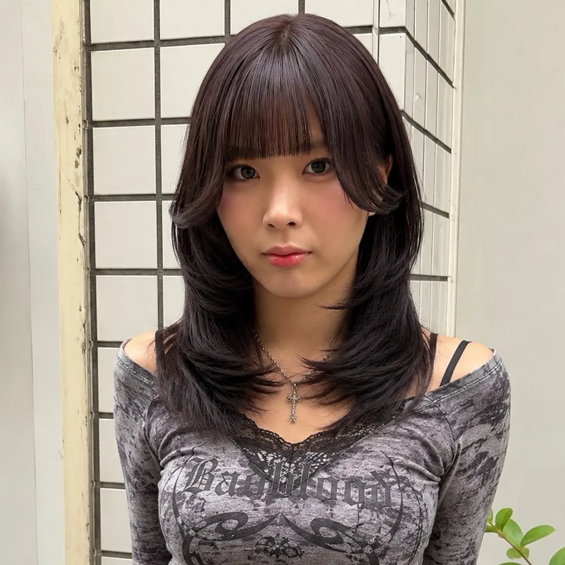 セミロング 顔まわりレイヤー 顔周りカット ハッシュカット 韓国風ヘア レイヤーカット カット ヘアカラー トリートメント ハイトーン/レイヤー カット/TAKEのヘアスタイル