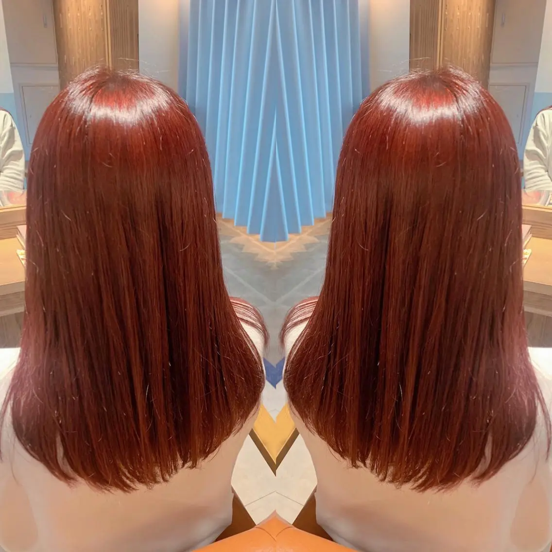 ロング カラー レッドカラー 韓国🇰🇷 ✂︎hair 内田愛のヘアスタイル