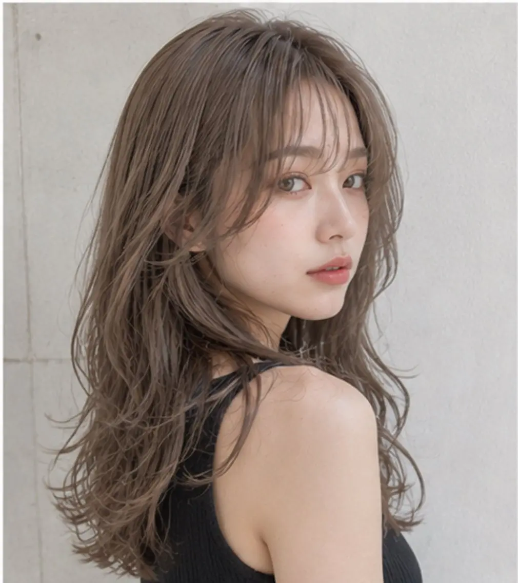 ロング カラー ベージュカラー ブリーチ 透明感カラー グレージュ ロング ヘアカラー トリートメント EARTH 榎本のヘアスタイル