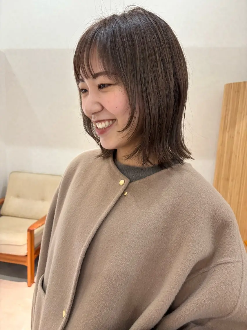 ミディアム カラー カット ヘアカラー トリートメント en,ボブ/レイヤー パーマ/透明感カラーのヘアスタイル