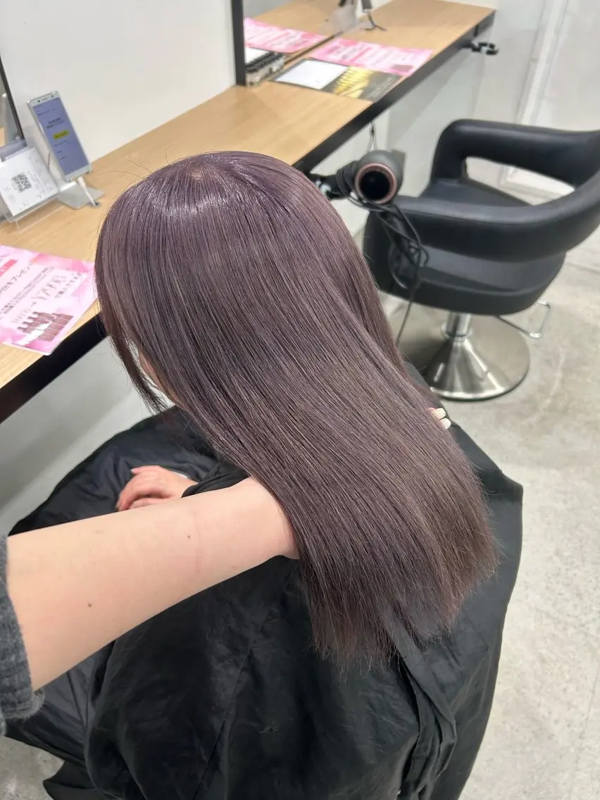 セミロング ヘアカラー トリートメント 縮毛矯正/ブリーチな しラベンダー/心優のヘアスタイル