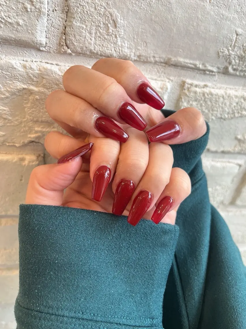 ネイル ボルドー ワンカラーネイル スカルプネイル ❀pom nail❀ aya.のネイルデザイン