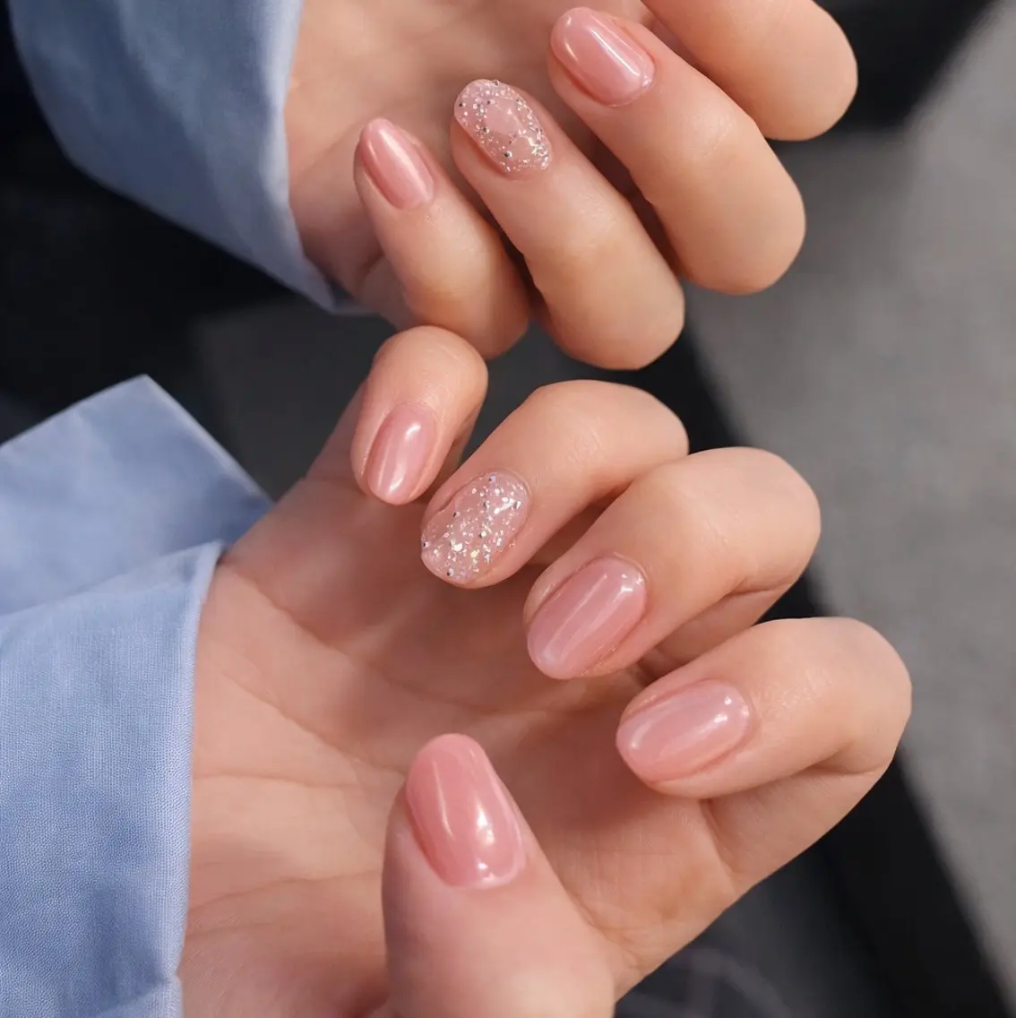 ネイル ラメ(グリッター) オフィスネイル ピンク シンプルネイル ハンドネイル Kii nailのネイルデザイン