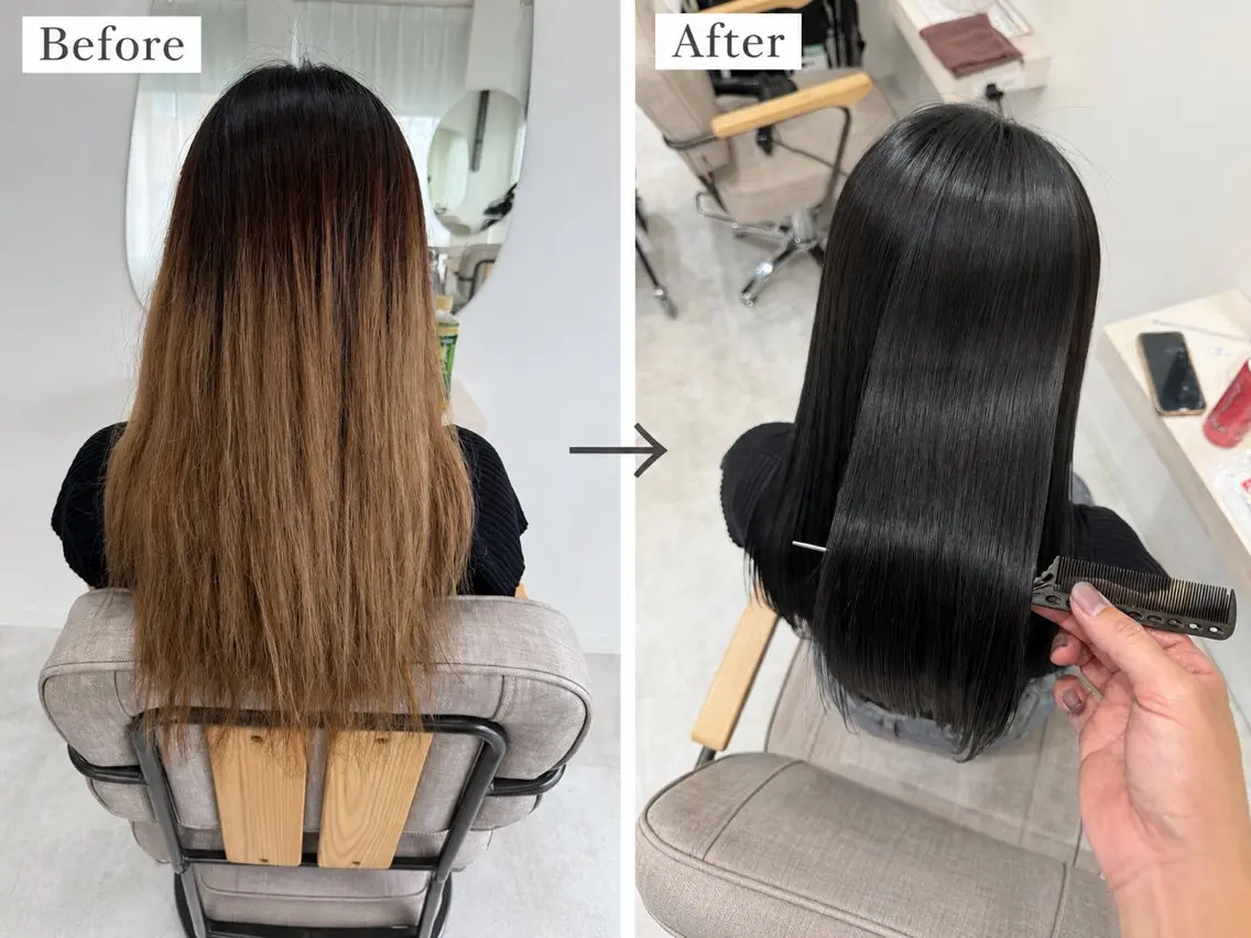 ロング カット ヘアカラー 縮毛矯正 トリートメント 城崎如哉 /縮毛矯正のヘアスタイル