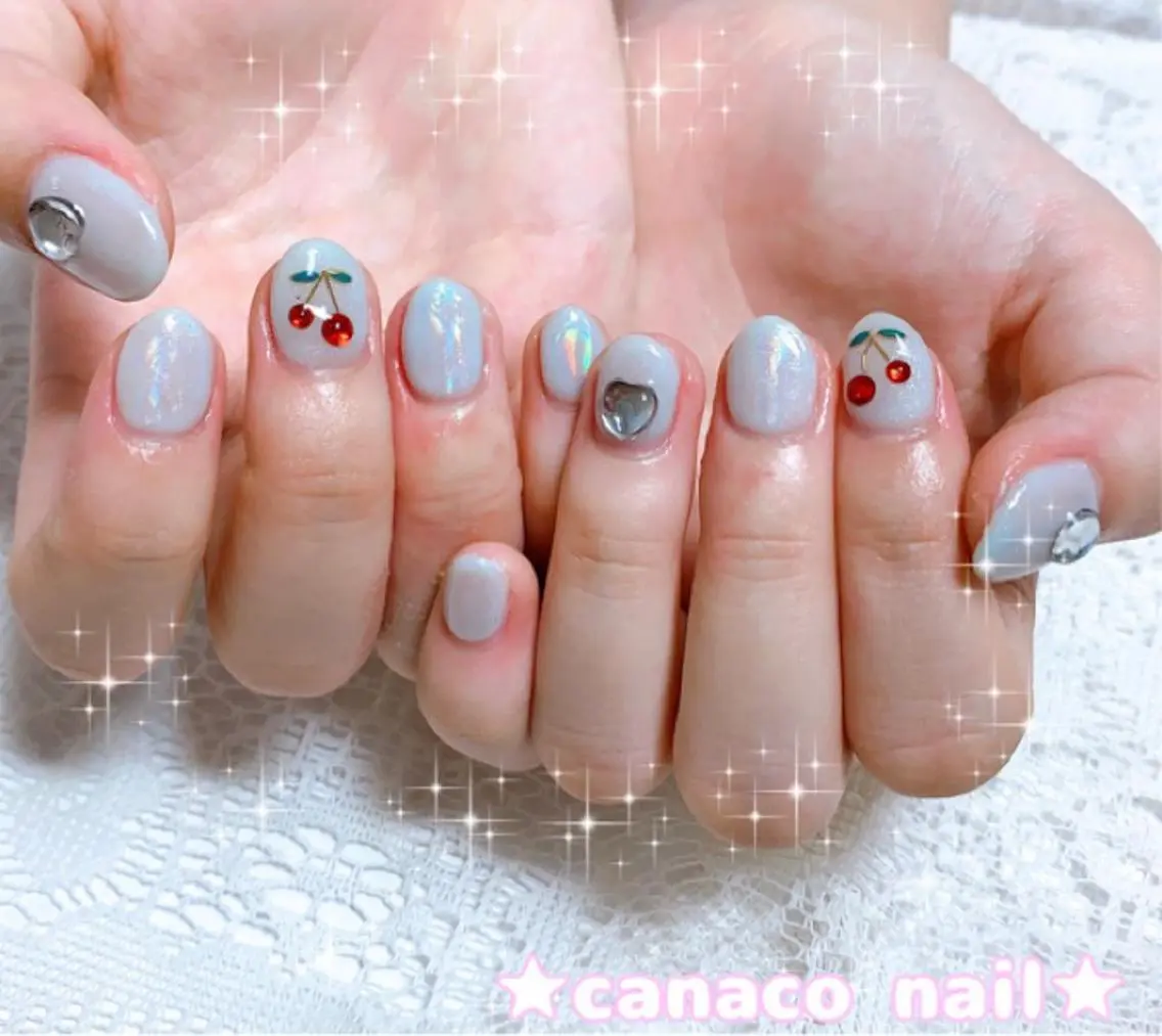 ネイル アートネイル クリアネイル ラメ(グリッター) 水色 ストーンネイル ハンドネイル ハンドケア ベテランネイル cnc nailのネイルデザイン