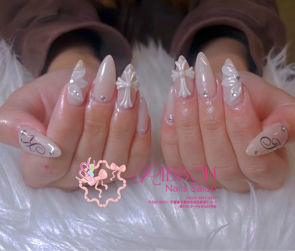 ネイル フレンチネイル ジェルネイル マグネットネイル 持ち込み ニュアンスネイル ハンドネイル Ribbonnail salonのネイルデザイン