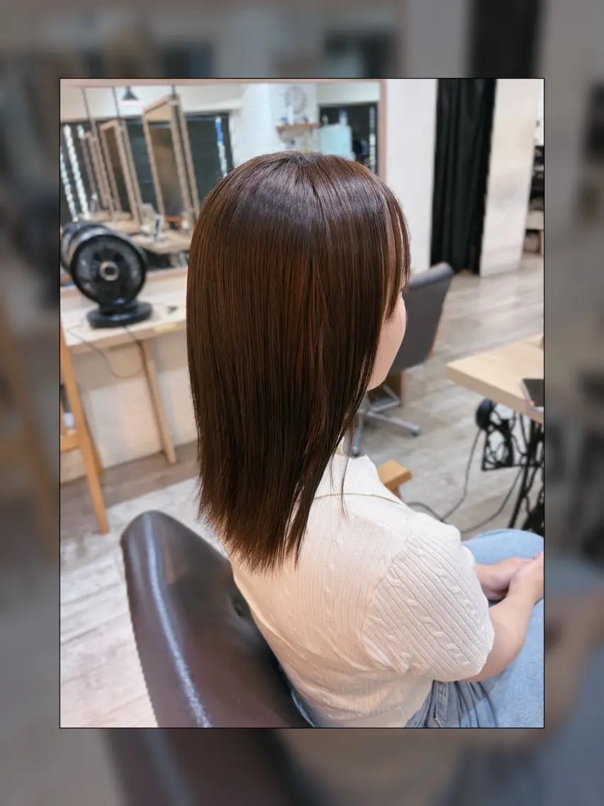 ミディアム 縮毛矯正 坂田 サカタのヘアスタイル