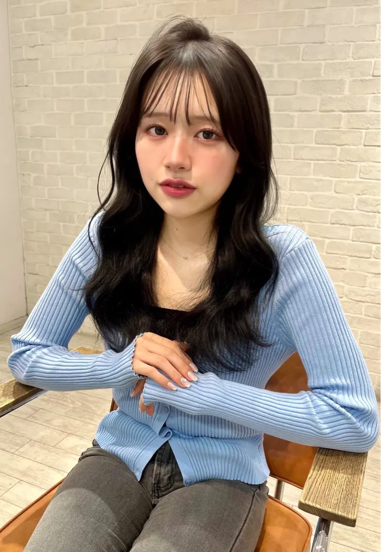 ロング カラー カット ヘアカラー 【韓国ヘア×透明感 カラー】笹谷 莉未のヘアスタイル