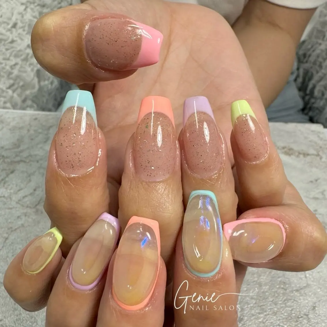 ネイル フレンチネイル ニュアンスネイル フットネイル Nail salon Genieのネイルデザイン