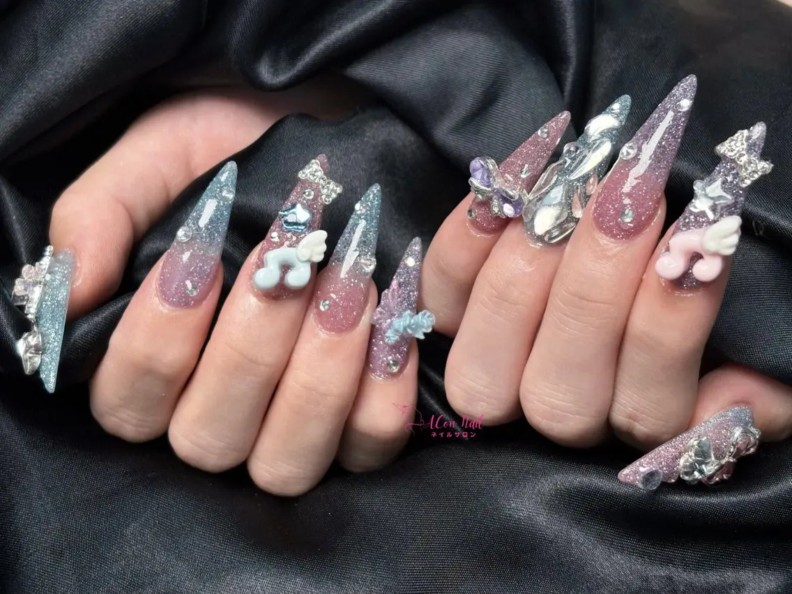 ネイル 桜ネイル 長さ出し フラワーネイル フレンチネイル ジェルネイル ハンドネイル ACon NailSalonのネイルデザイン