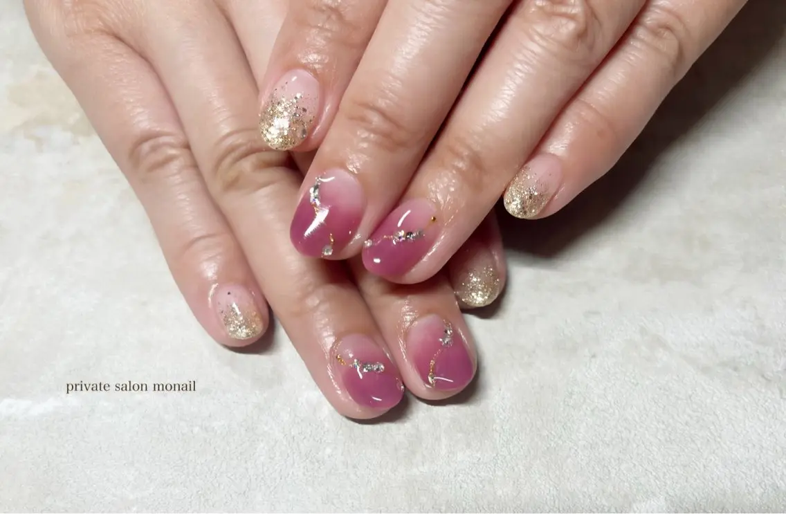 ネイル グラデーション ピンク ハンドネイル nail salon monailのネイルデザイン