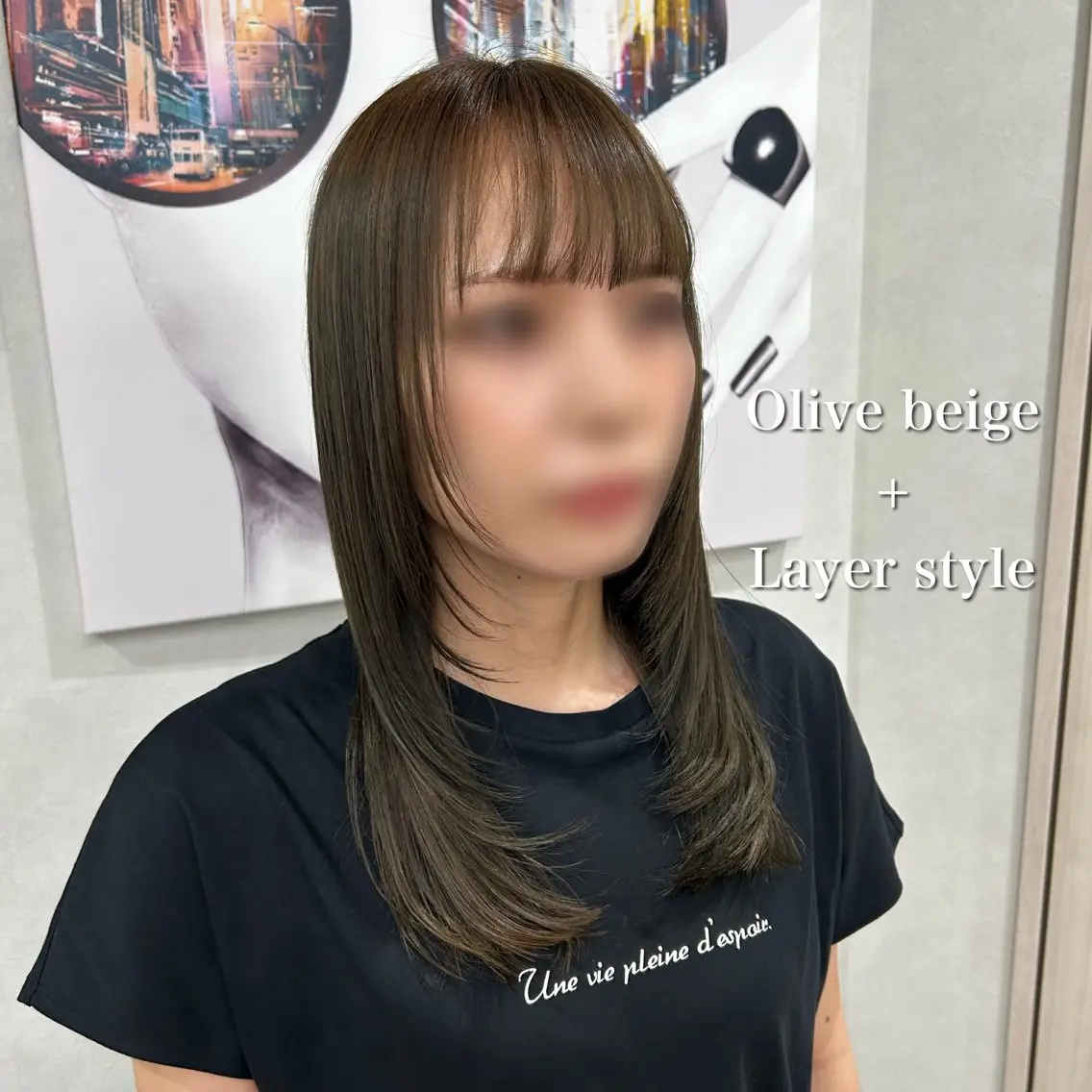 ミディアム レイヤーカット カット ヘアカラー トリートメント 荻野 晴香のヘアスタイル