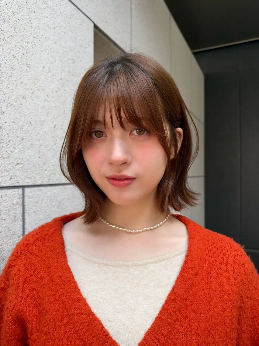 ミディアム 🧡ボブ/うる艶カラ ー🩵　さくら🌸のヘアスタイル