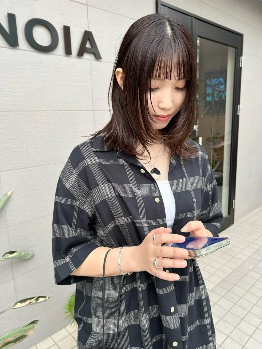 ミディアム カラー カット ヘアカラー ナカジマ ナナのヘアスタイル
