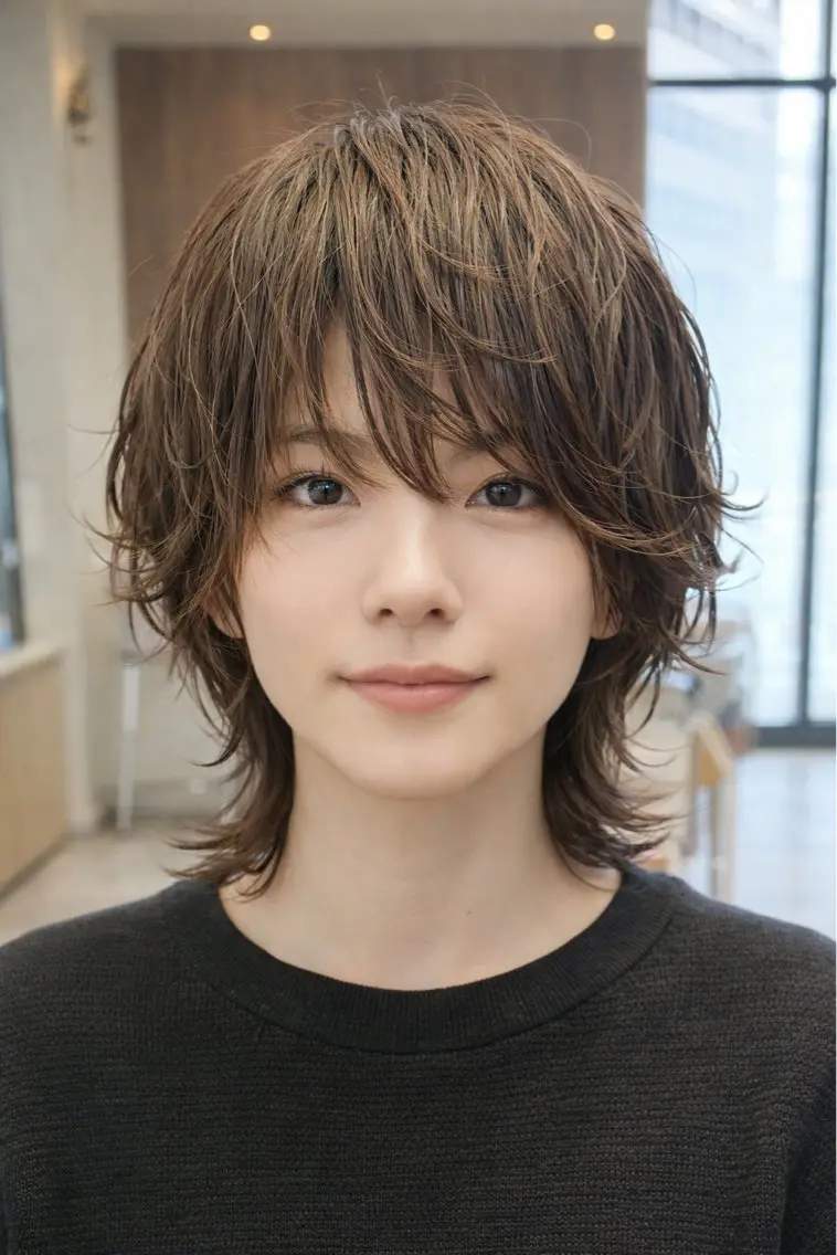 ミディアム くびれヘア レイヤーカット カット ヘアカラー トリートメント 齋藤 智佳のヘアスタイル