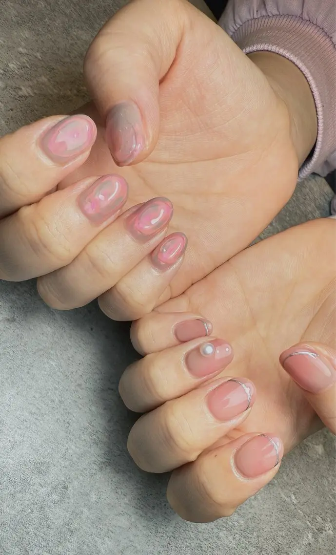 ネイル 氷ネイル・うるうるネイル ハンドネイル nail campのネイルデザイン