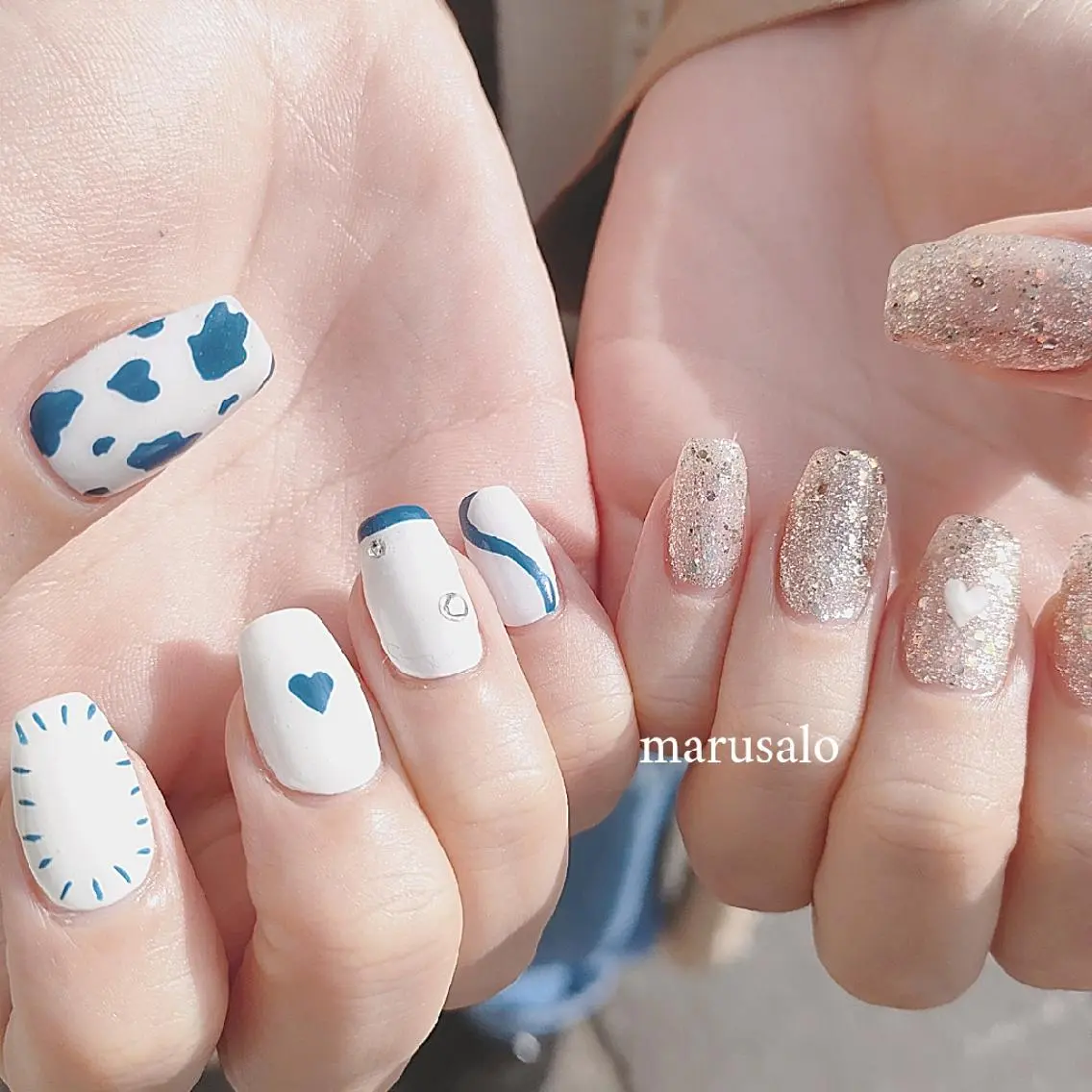 ネイル ラメ(グリッター) ニュアンスネイル 冬ネイル ハンドネイル marusalo nailのネイルデザイン