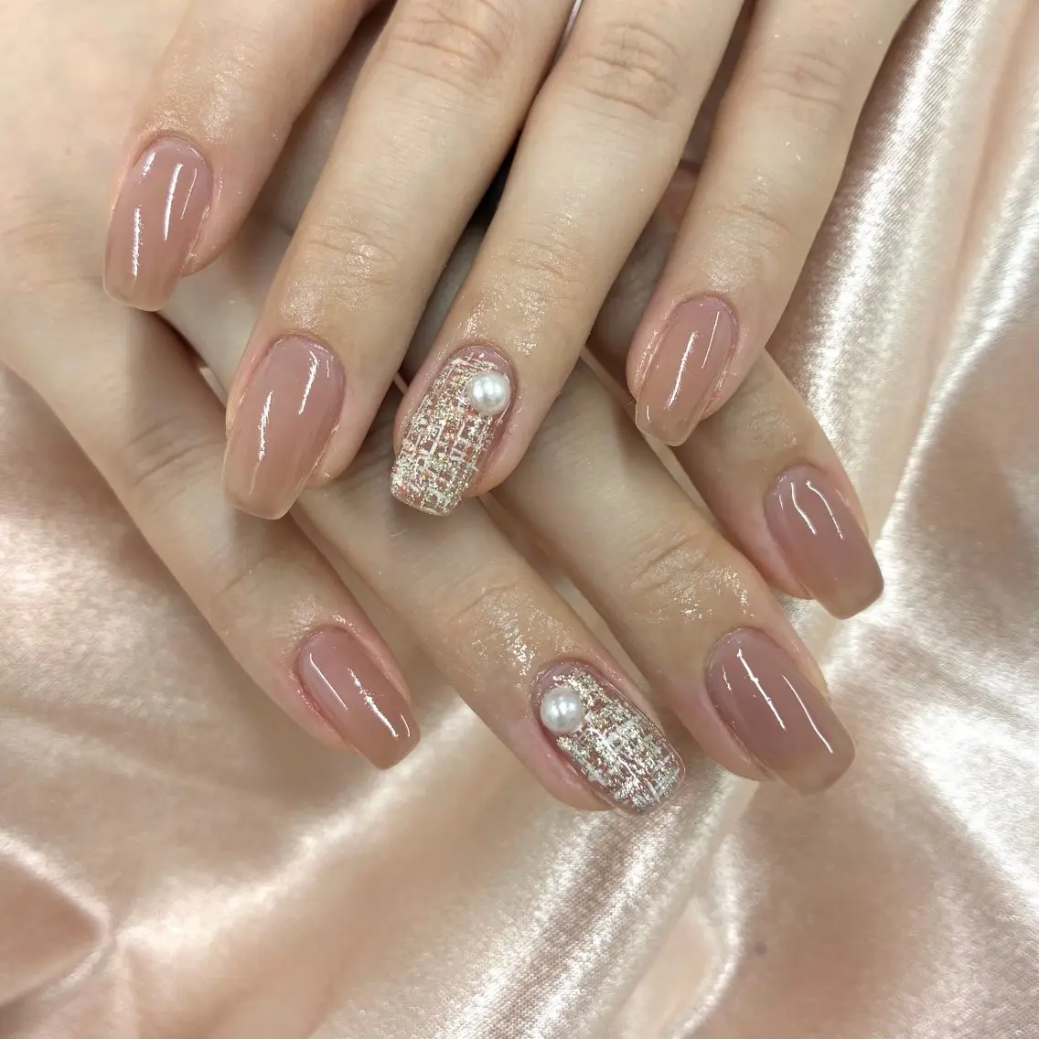 ネイル ツイードネイル ハンドネイル _white 上本町店のネイルデザイン