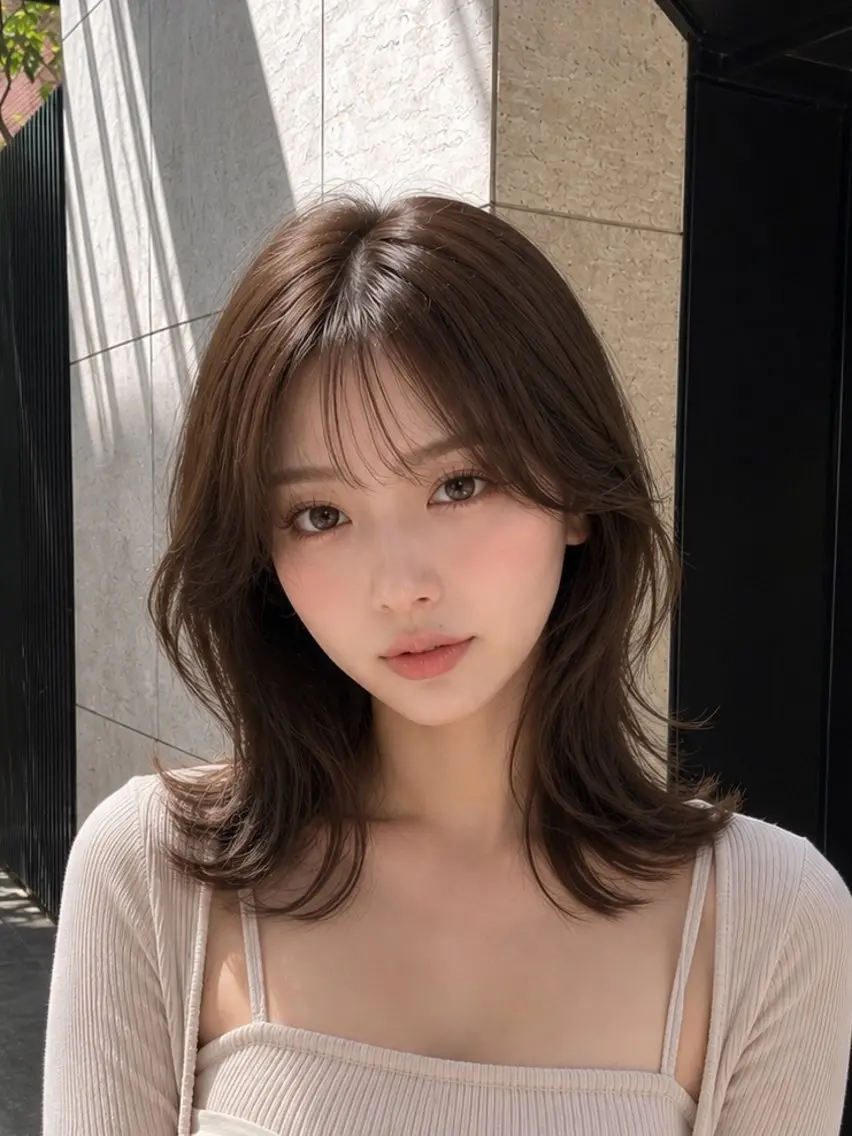 ミディアム カット ヘアカラー Ami/レイヤー /柔らかカラー🌷のヘアスタイル