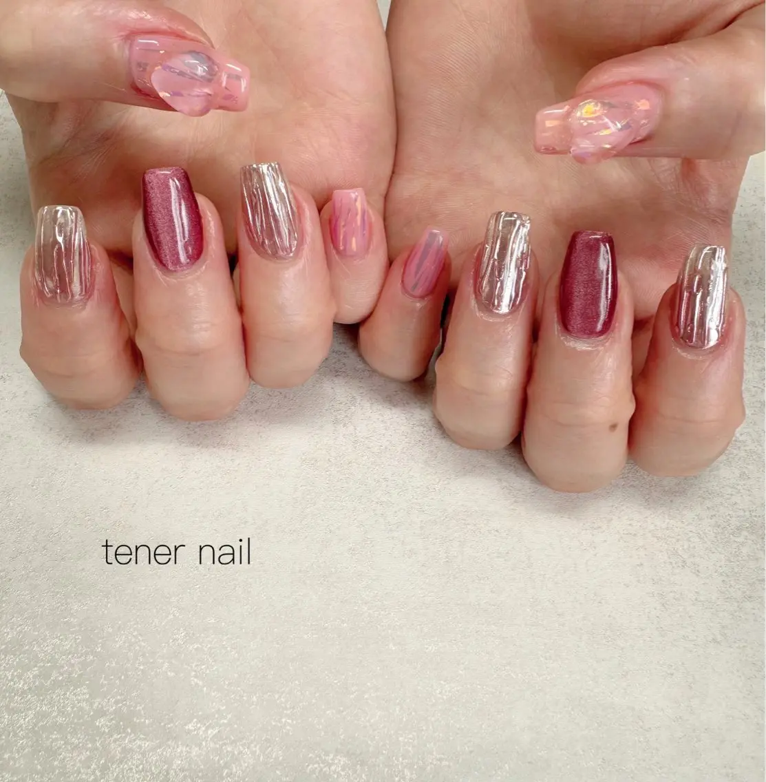 ネイル ハート ニュアンスネイル ぷっくりネイル ハンドネイル テネルネイル tener nailのネイルデザイン