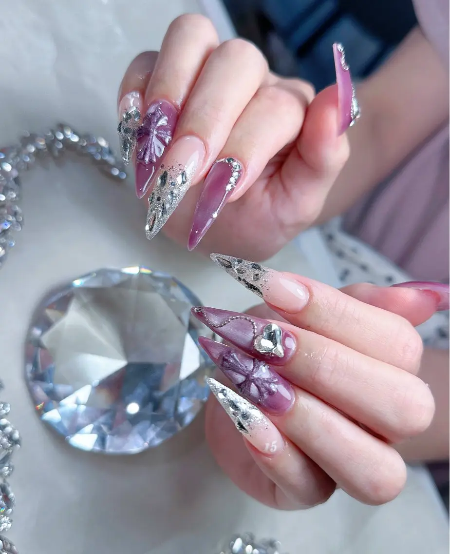 ネイル キラキラネイル マグネットネイル ぷっくりネイル 春ネイル ワンホンネイル ハンドネイル Lunaa 池袋のネイルデザイン
