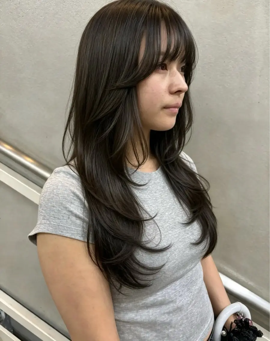 ロング レイヤーカット カット ヘアカラー トリートメント ケイナ/理想 ×似合わせのヘアスタイル