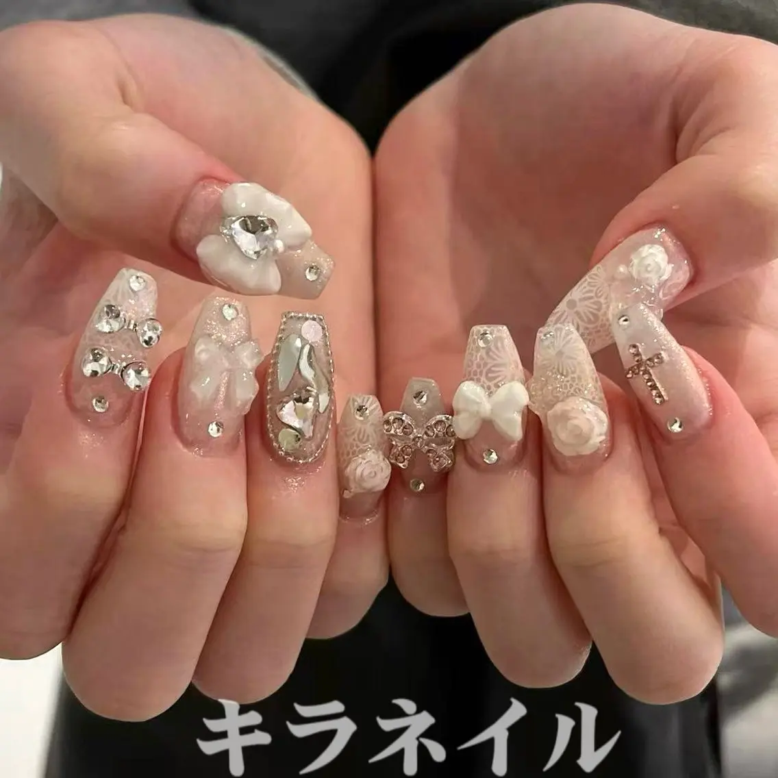 ネイル ハンドネイル 🎀kira 長さだし💗モチ最高のネイルデザイン