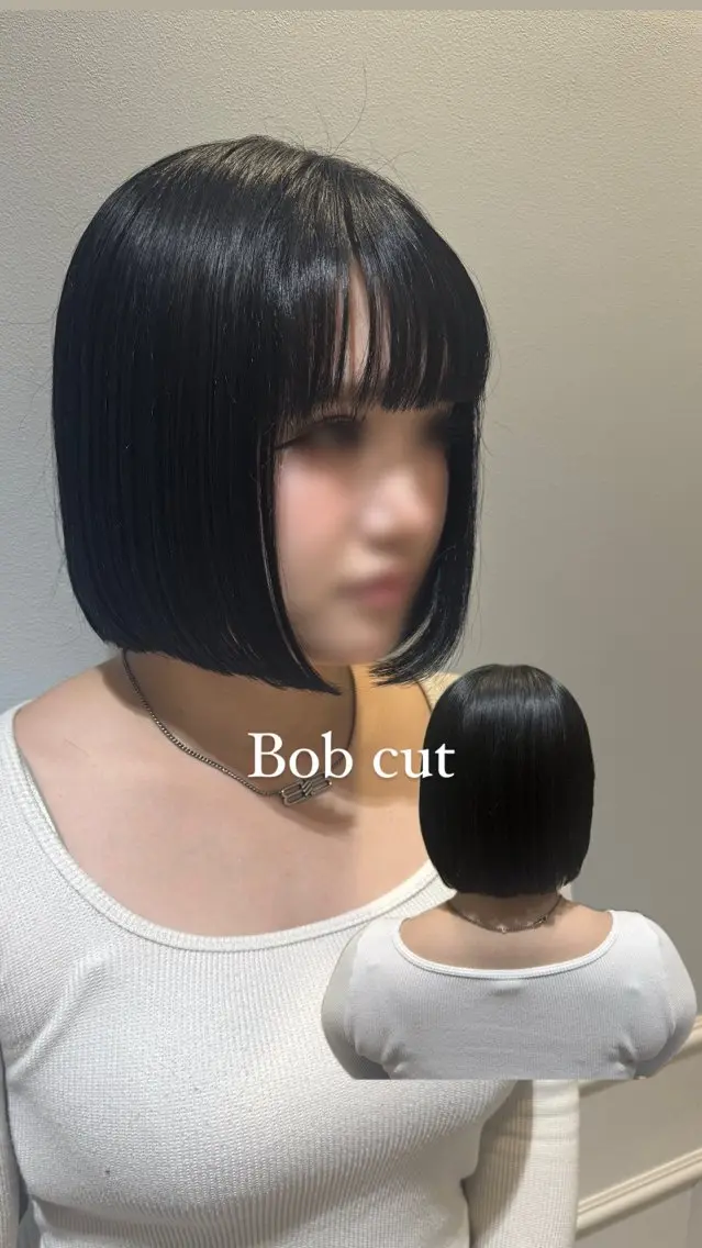 ショート カラー 黒髪 ブルーカラー ブルーブラック ボブ レイヤーカット Y2K/𝓡𝓲𝓷のヘアスタイル