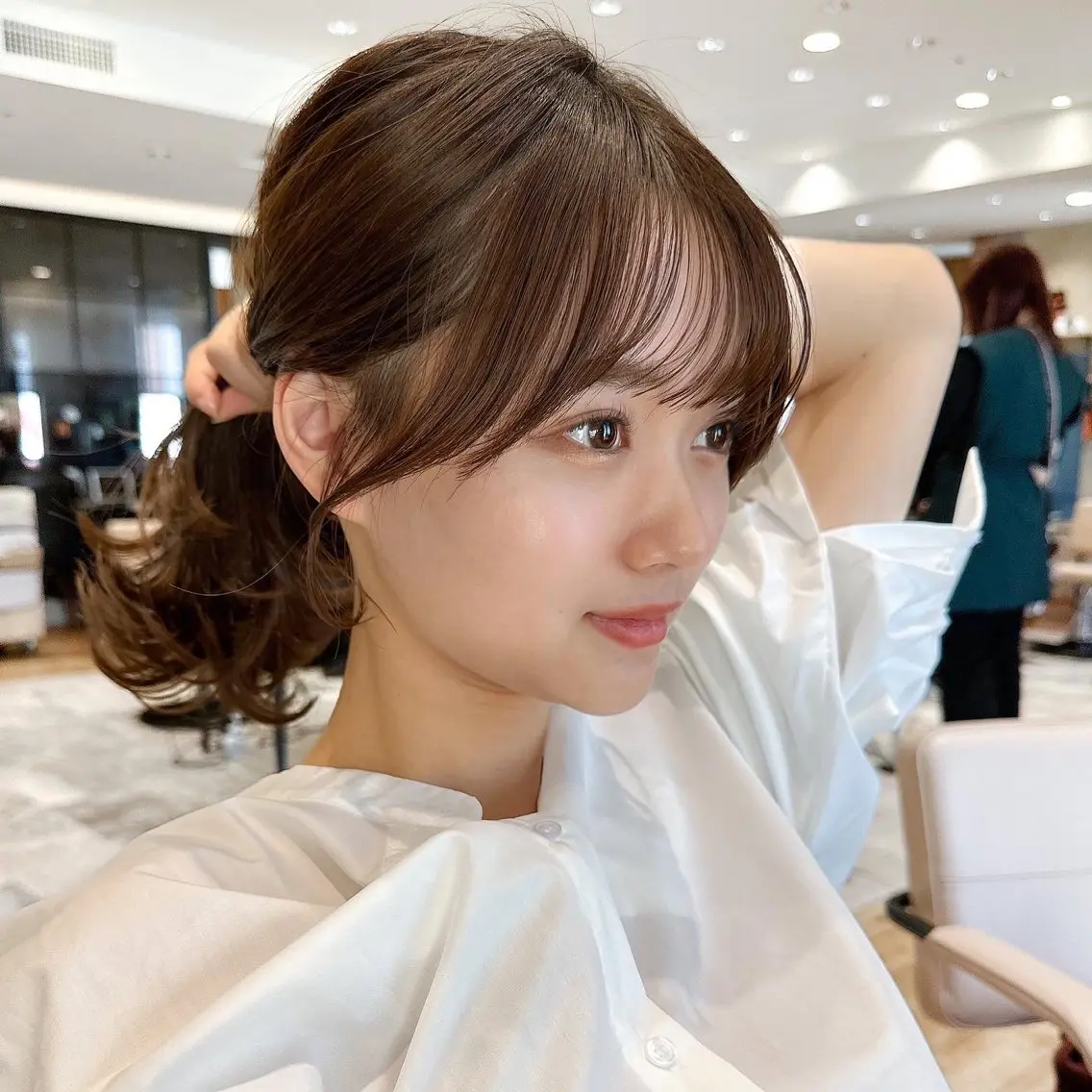 セミロング カラー ベージュカラー ブラウンカラー ブラウンベージュ くびれヘア 顔周りカット 顔周り/くびれヘア 韓国ヘア💕風間るなのヘアスタイル