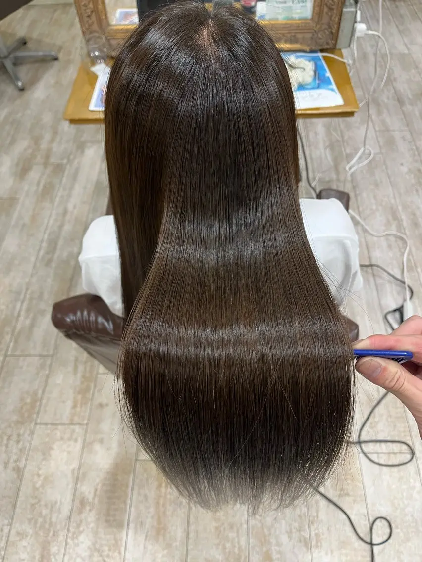 ロング カラー パーマ 髪質改善 縮毛矯正 カット ヘアカラー 縮毛矯正 トリートメント ヘッドスパ 美髪縮毛矯正/ 極髪質改善/ヨウスケのヘアスタイル