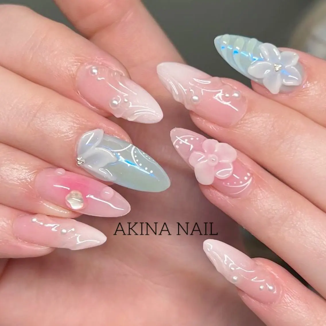 セミロング ハンドネイル Akina Nail 亀戸のネイルデザイン