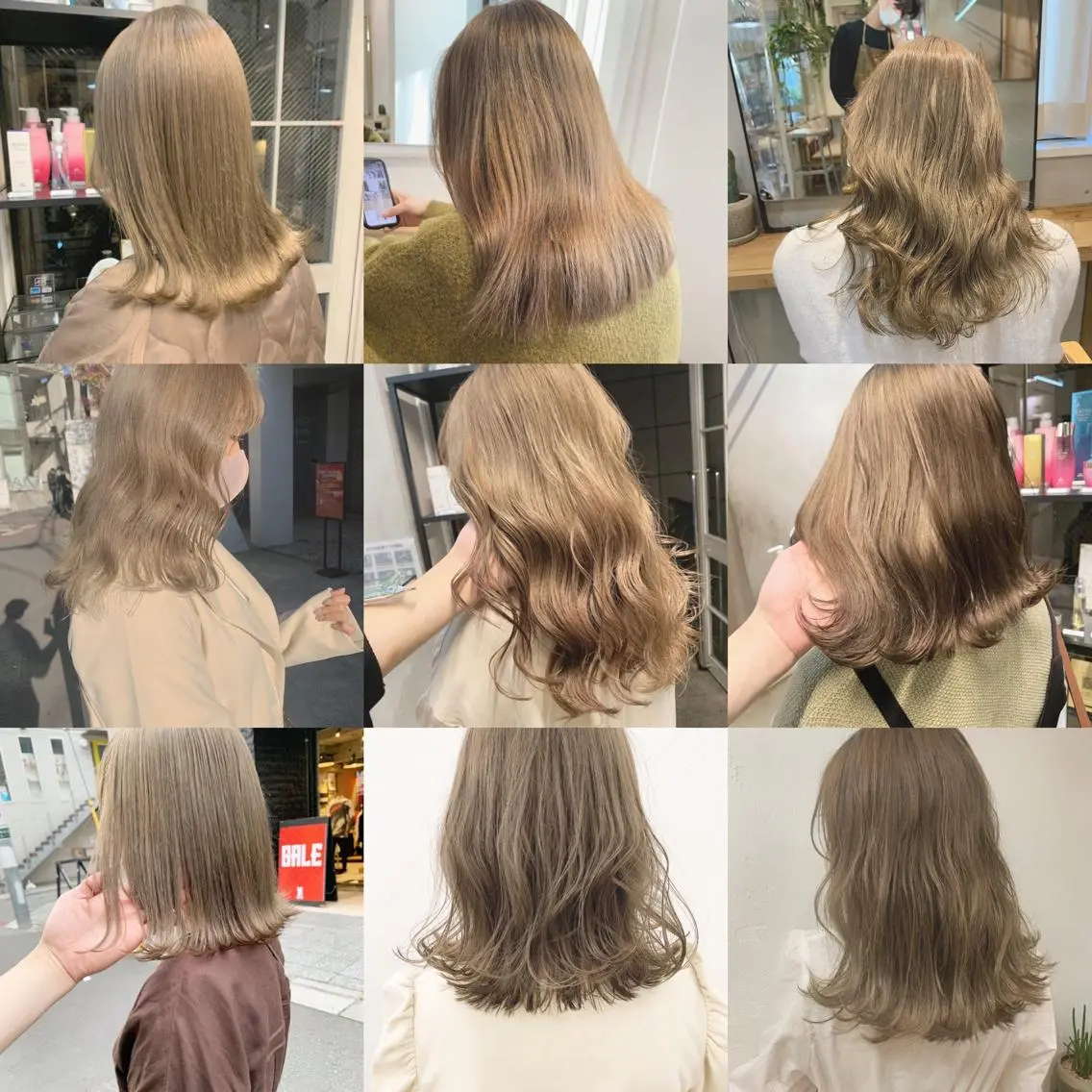 ミディアム カラー ハイトーンボブ 前田 表参道　グレージュのヘアスタイル
