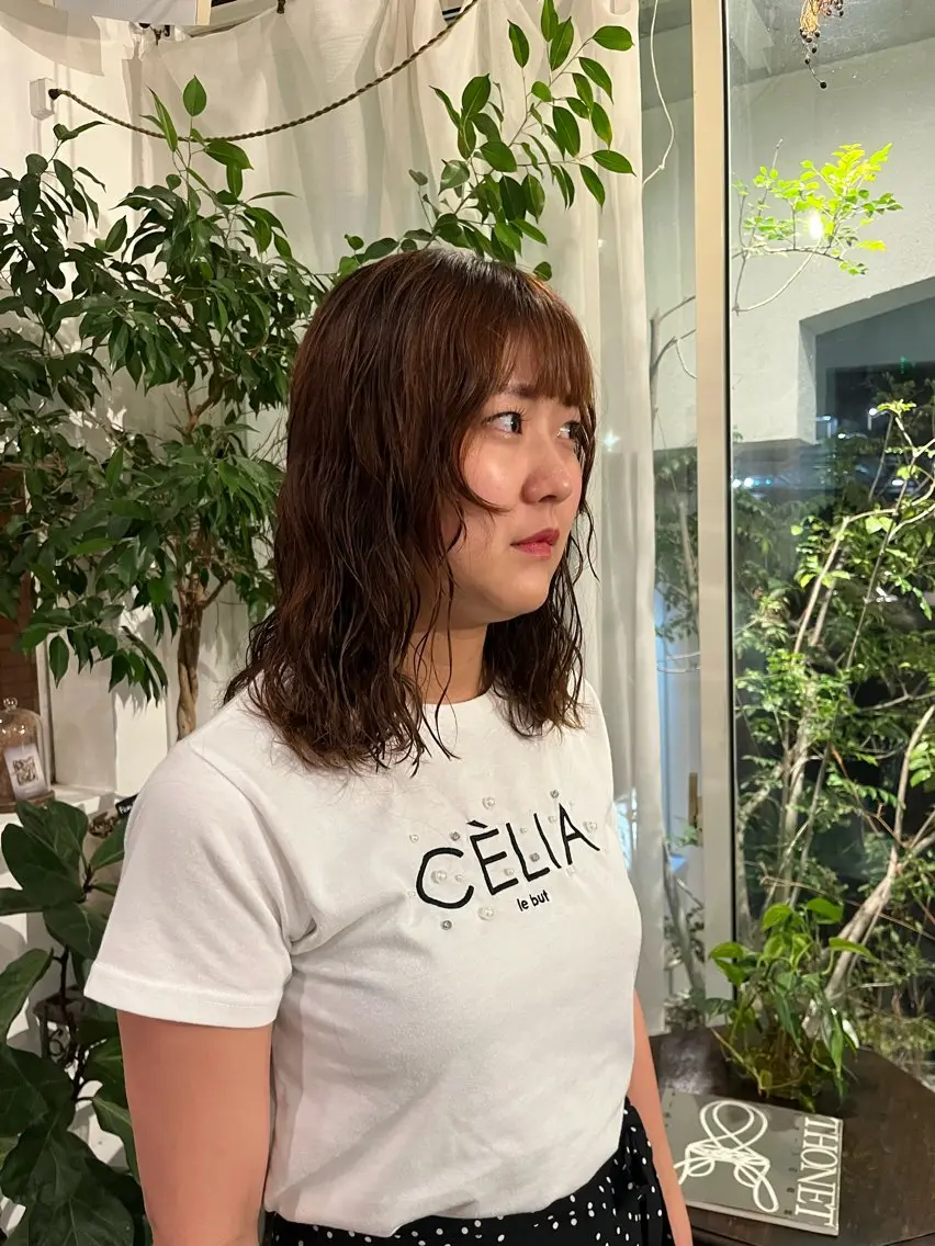 ミディアム パーマ カット パーマ 柴田 さくら/カットパーマのヘアスタイル