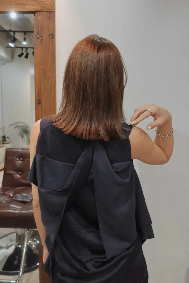 ミディアム カラー 髪質改善 レイヤーカット カット ヘアカラー トリートメント navile原宿 mariのヘアスタイル
