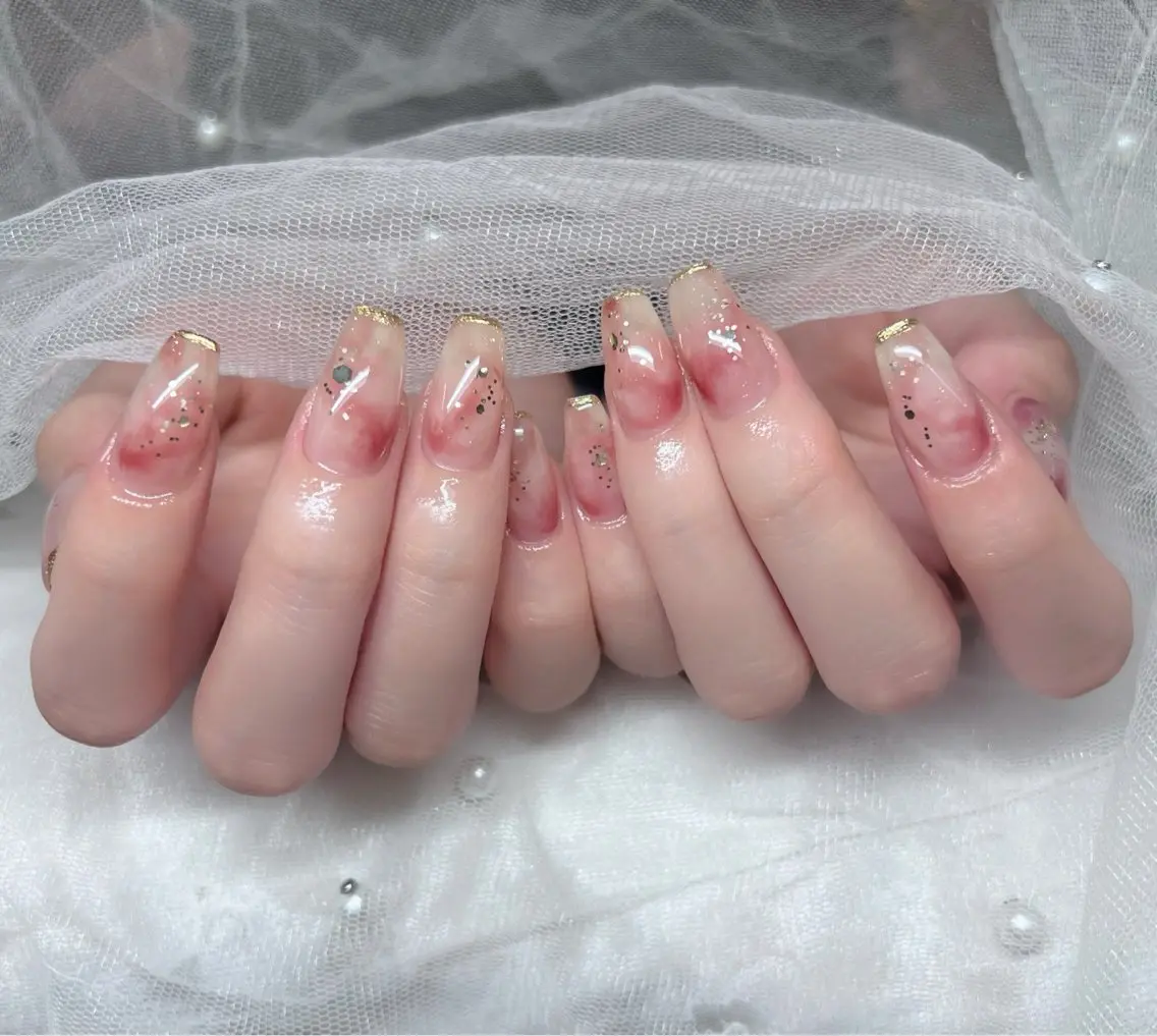 ネイル ハンドネイル 🎀PG🩵 ネイルサロンのネイルデザイン