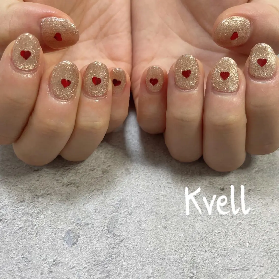 ネイル ハート ハンドネイル nailsalon Kvellのネイルデザイン