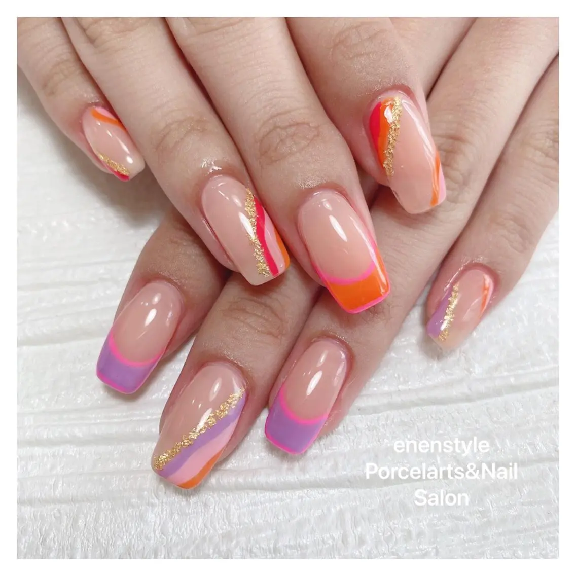 ミディアム ネイル ハンドネイル 🐾enen style 🐾のネイルデザイン
