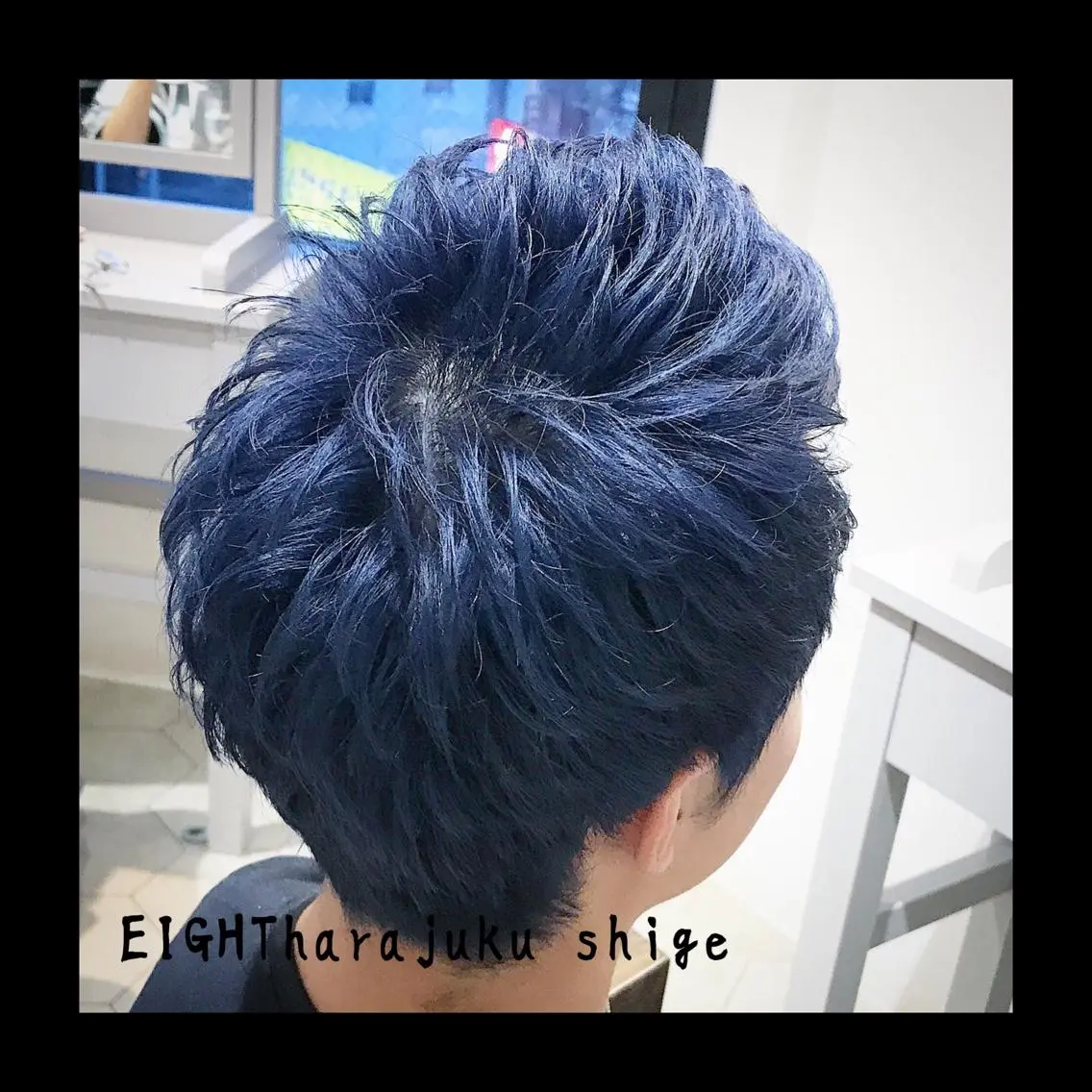 ショート カラー メンズ ブルーカラー ネイビーカラー 及川シゲル 髪質改善講師のヘアスタイル