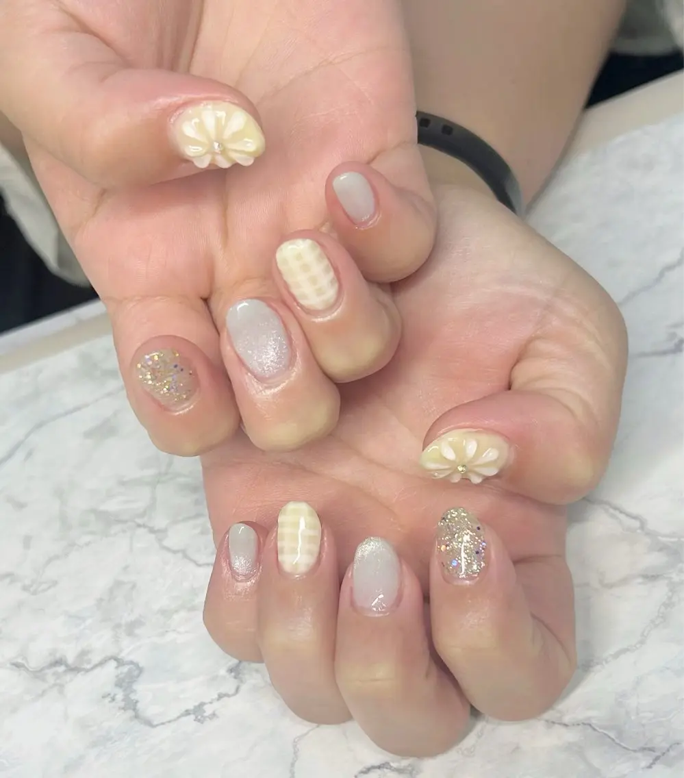 ネイル フラワーネイル ぷっくりネイル MYu Beauty Salon YURIのネイルデザイン