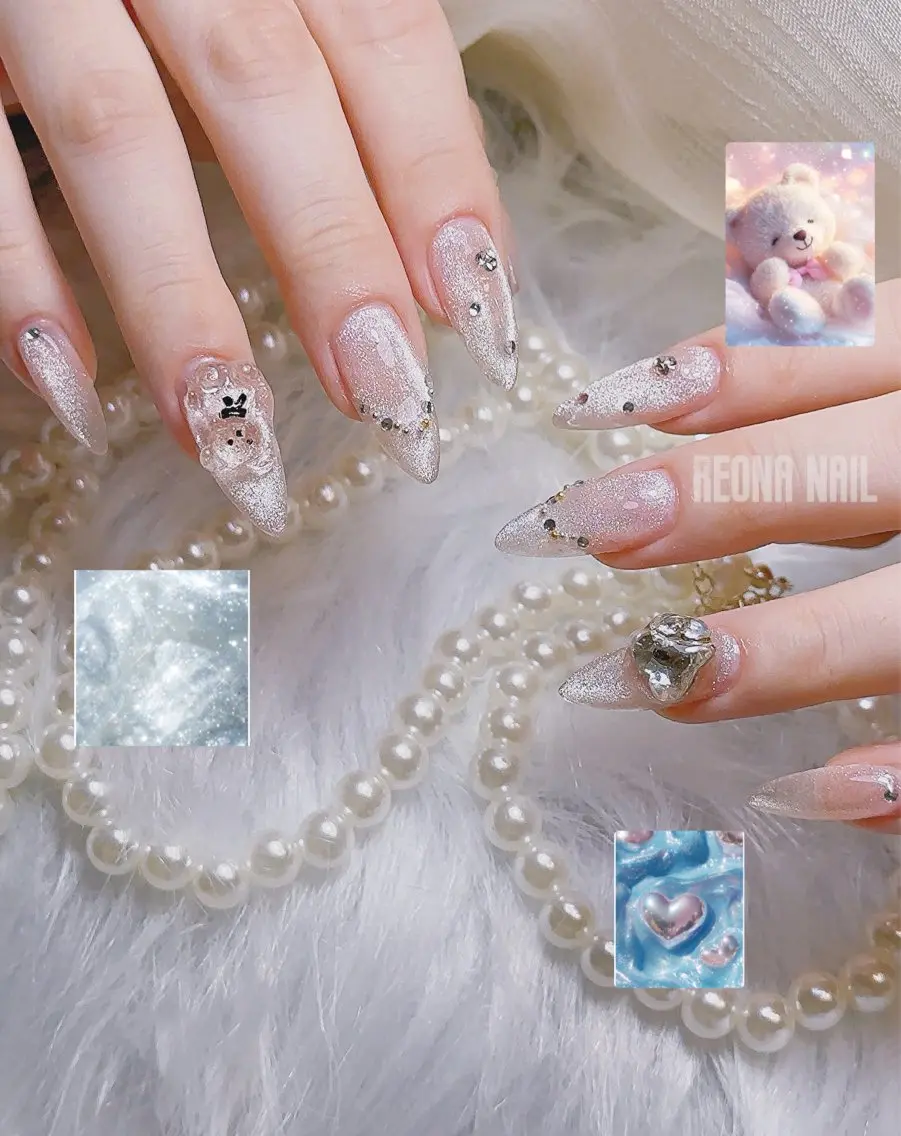 ネイル ジェルネイル ハート マグネットネイル ミラーネイル パラジェル Reona Nailのネイルデザイン